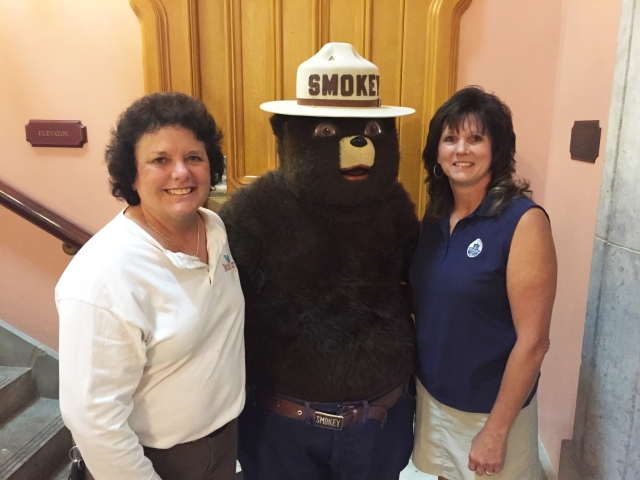 Smokey Bear visited the Ohio Statehouse in 2016